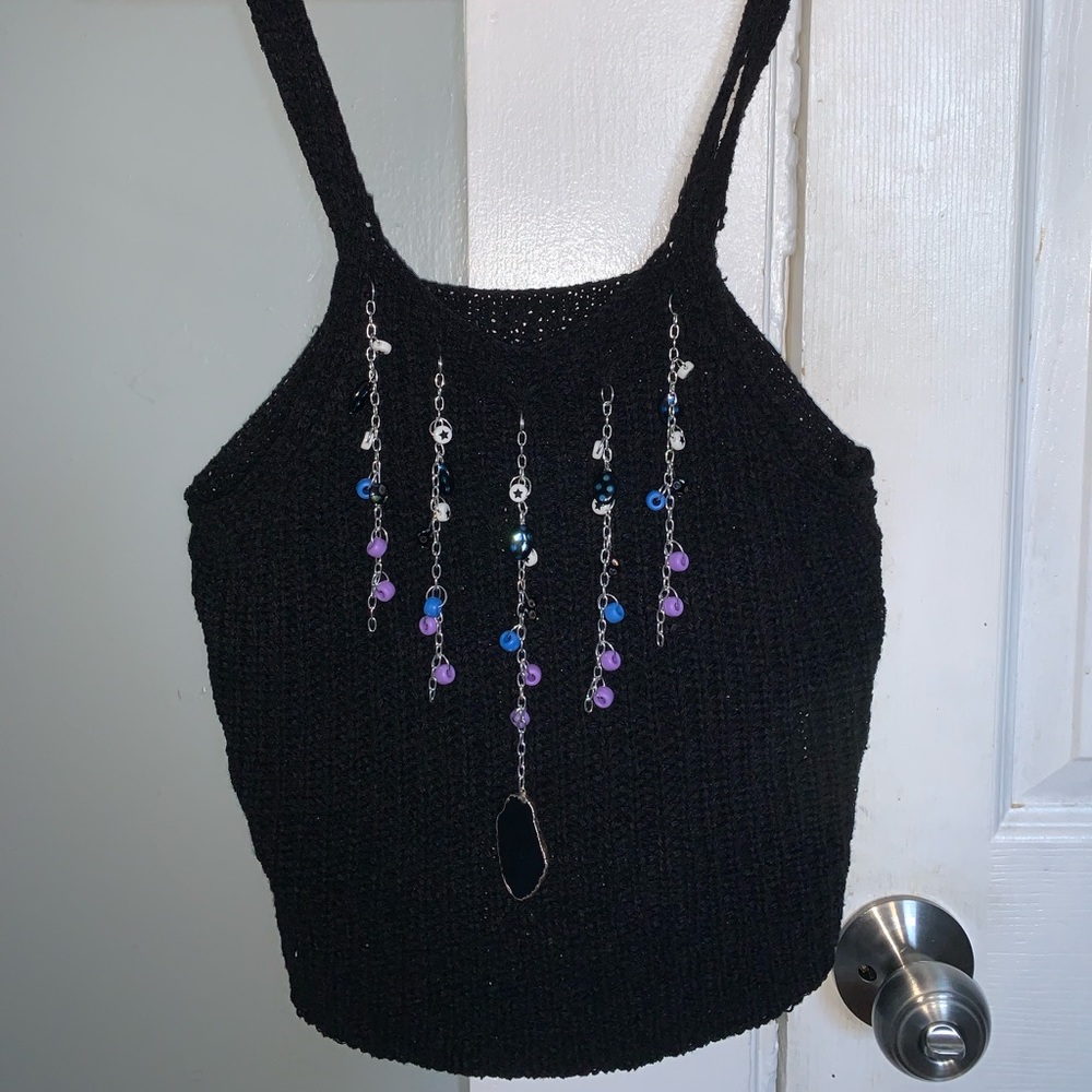 One of a Kind Hand Beaded Tank Top